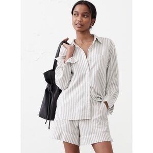 Banana Republic Classic Linen-Blend Button-Front Shirt - Size Medium